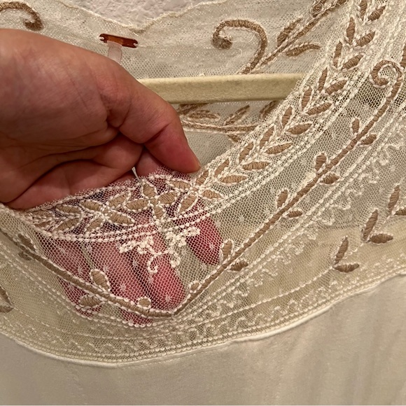 FREE PEOPLE Romantic JoJo Tee mixed Media Mesh Lace Long Sleeve Top - Picture 9 of 12